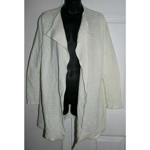 Talbots Woman 1x Ivory Ribbed Cardigan Sweater